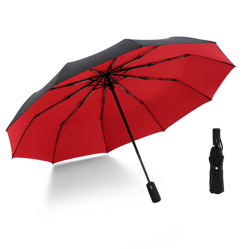 Fully automatic double-layer 10 bone rain and wind resistant triple fold men's business