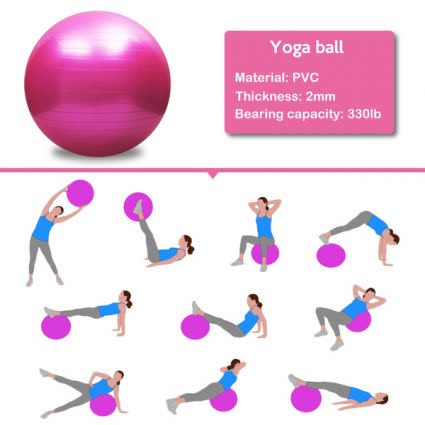 PVC Anti-burst Yoga Stability Balance Ball + Air Pump - Blue