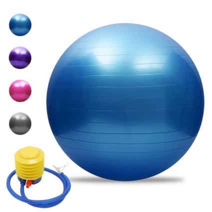 PVC Anti-burst Yoga Stability Balance Ball + Air Pump - Blue