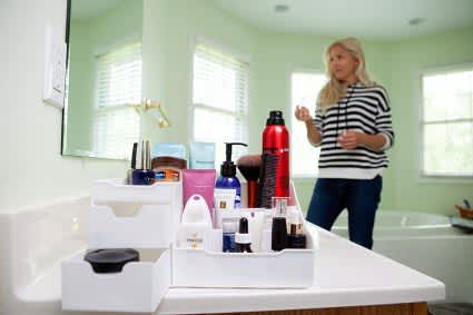 Makeup Organizer With Drawers and Countertop Storage for Cosmetics White