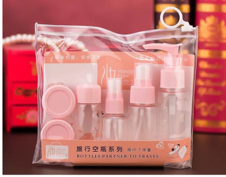 Toiletries Travel Pouch Kit with Refillable Spray Bottles