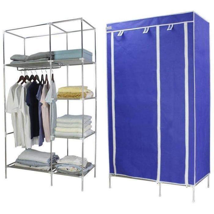 Double Canvas Wardrobe - Blue