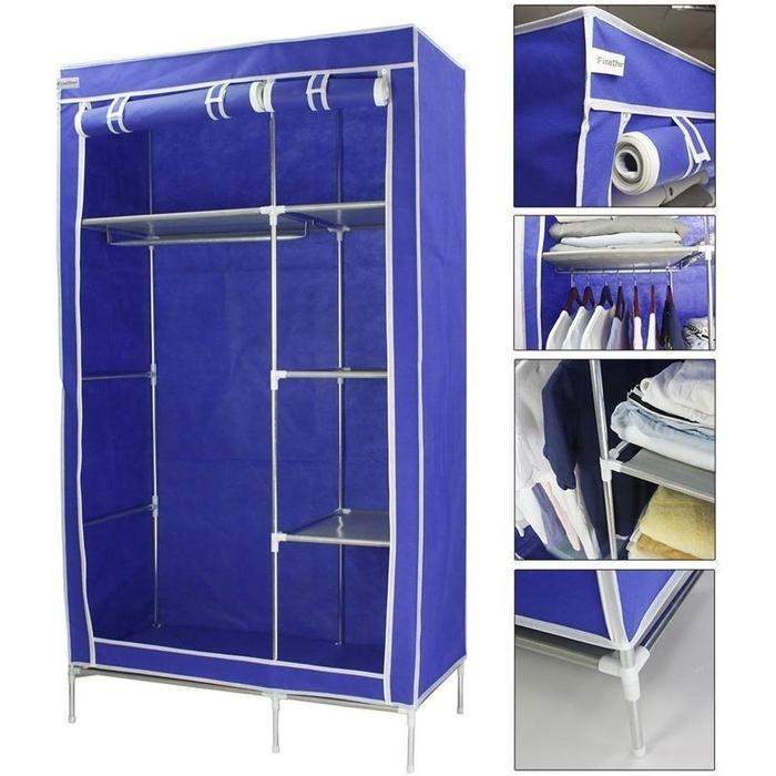 Double Canvas Wardrobe - Blue