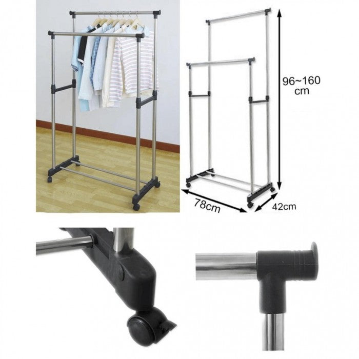 Stainless Steel Double Pole Clothing Rail
