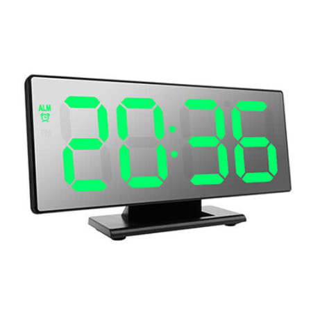Large Digital LED Mirror  Alarm Clock with USB point and Temperature Display