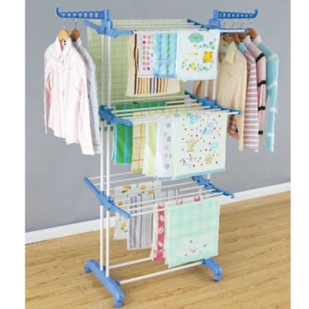 Stainless Steel Laundry Clothes Drying Rack  - 3 layers WHITE
