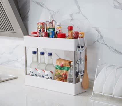 2 Layer Storage Trolley Kitchen Bathroom Rack Tower Cart