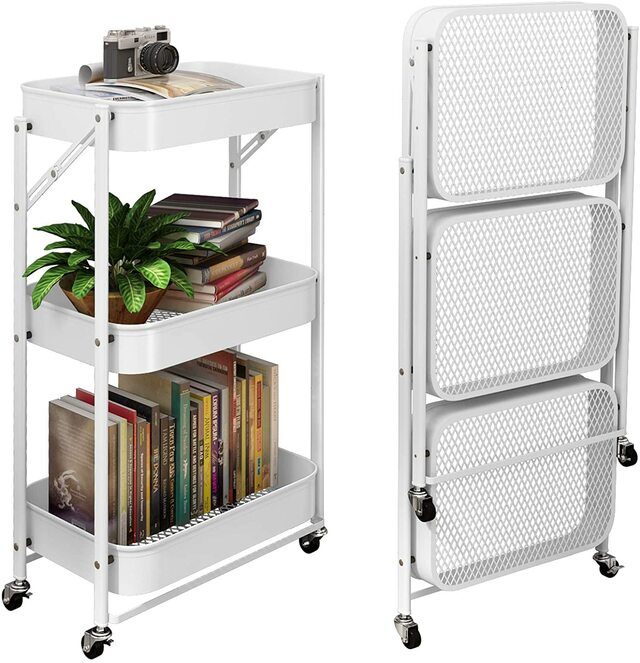 Foldable Trolley Rack with Wheels- 3 Tier