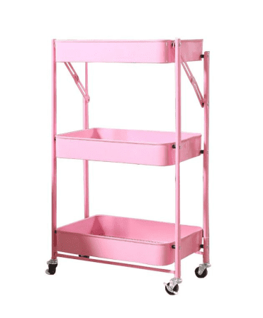 Foldable Trolley Rack with Wheels- 3 Tier