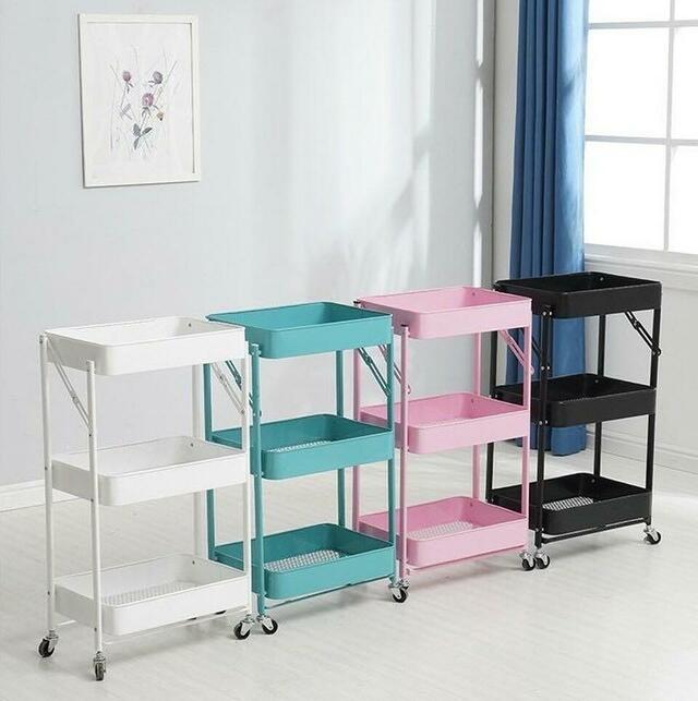 Foldable Trolley Rack with Wheels- 3 Tier