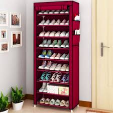 Red- Portable Shoe Rack 9 Tier Organizer