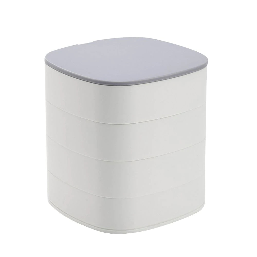 Rotary Jewelry Storage Box with Mirror Lid 4 Layer