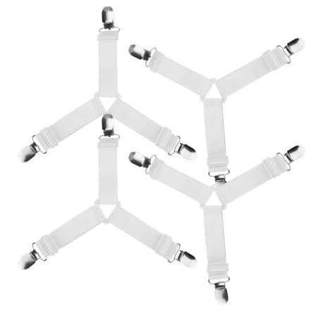 4 Pcs Three-Point Bedsheet Grippers - White