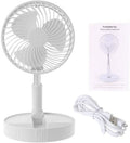 180 Degree 4 Speed Adjustable Foldable Portable Fan - White