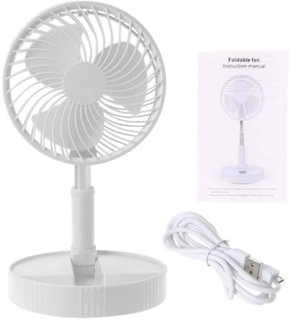 180 Degree 4 Speed Adjustable Foldable Portable Fan - White