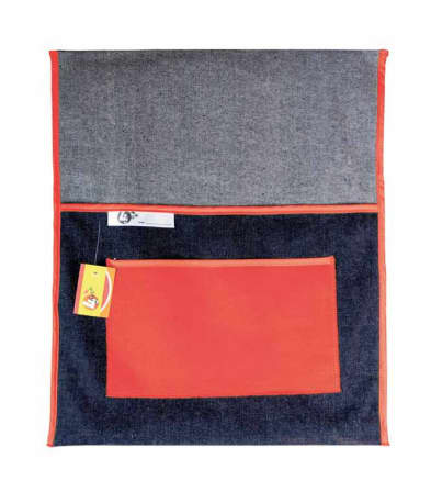 Red Denim Chair Bag with Pocket