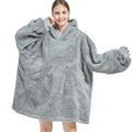 Unisex Oversized Plush Hoodie Blanket - Grey