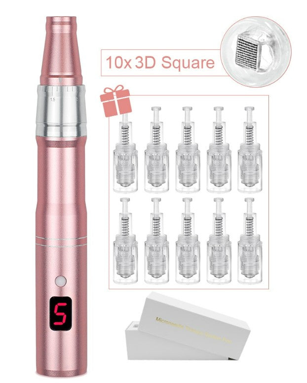 Professional Microneedeling Pen Machine for Derma MTS - 10pcs 3D Square