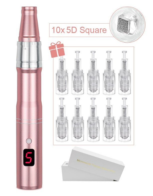 Professional Microneedeling Pen Machine for Derma MTS - 10pcs 5D Square