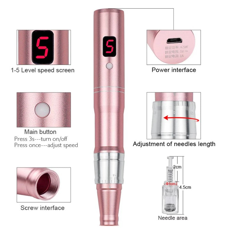 Professional Microneedeling Pen Machine for Derma MTS - 10pcs Mixed with box
