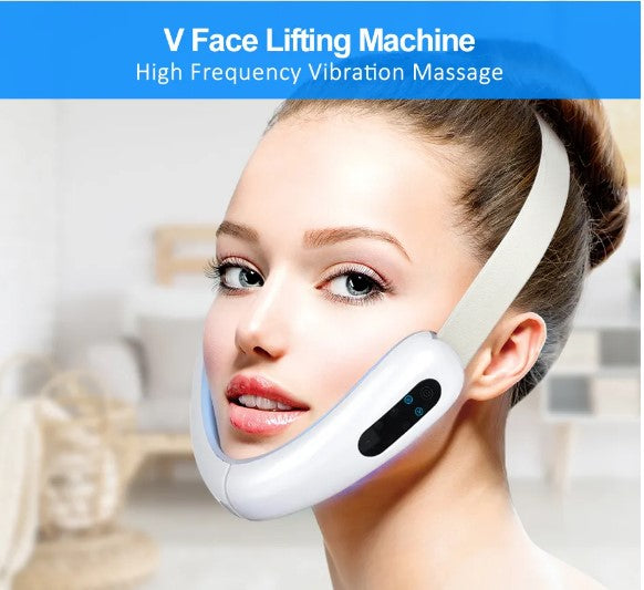 Chin V-Line Up Lift Belt Machine Red Blue LED Photon Therapy Facial Lifting Device - Pink