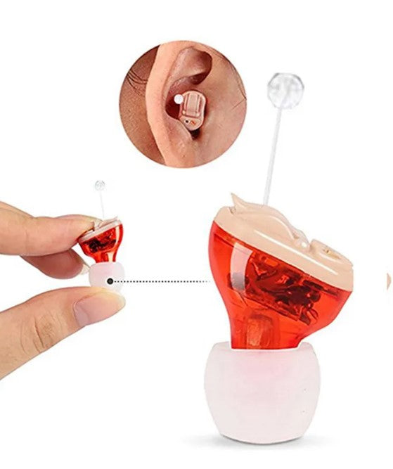 Mini Rechargeable Hearing Aid - Red Right Ear