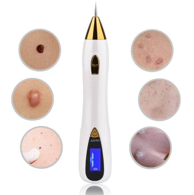 Skin Care Laser Mole, Tattoo Freckle, Wart Corns Dark Spot Removal Pen LCD - Silver