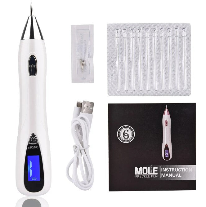 Skin Care Laser Mole, Tattoo Freckle, Wart Corns Dark Spot Removal Pen LCD - Silver