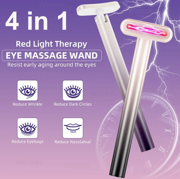 4 in 1 Facial Wand EMS Microcurrent Vibration Warm Red Light Face Lifting Machine Skin Tightening Device - Purple