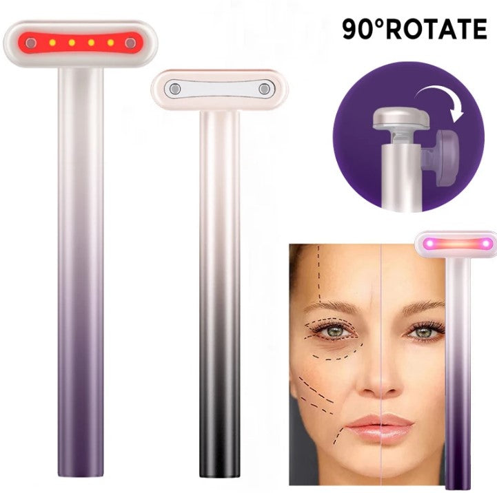 4 in 1 Facial Wand EMS Microcurrent Vibration Warm Red Light Face Lifting Machine Skin Tightening Device - Purple