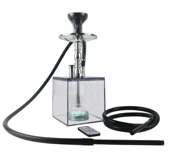 Acrylic hookah set with LED light square double tube hookah finished accessories