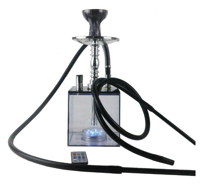 Acrylic hookah set with LED light square double tube hookah finished accessories