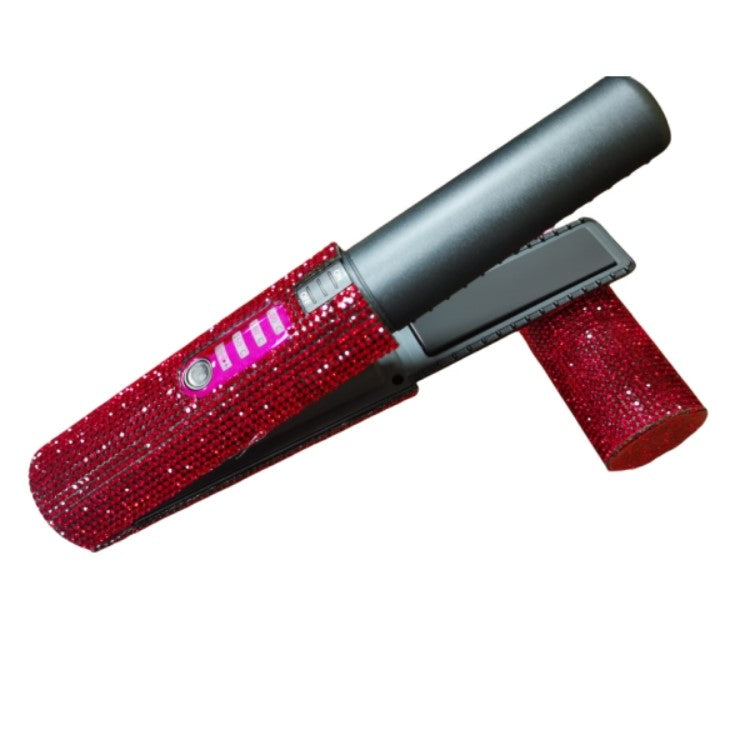 Electric USB Hair Straightening Brush Multifunctional Hair Curler Comb Styler - Red
