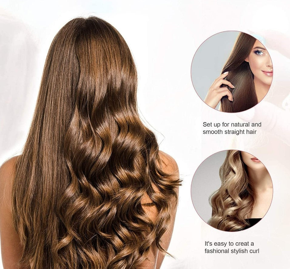 Electric USB Hair Straightening Brush Multifunctional Hair Curler Comb Styler - Black