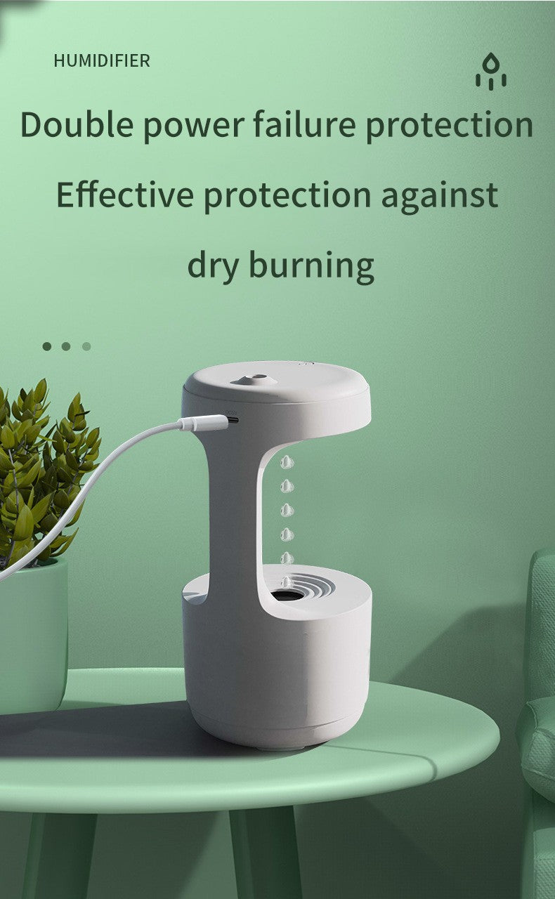 Water Drop Backflow Anti gravity Humidifier LED Time Display