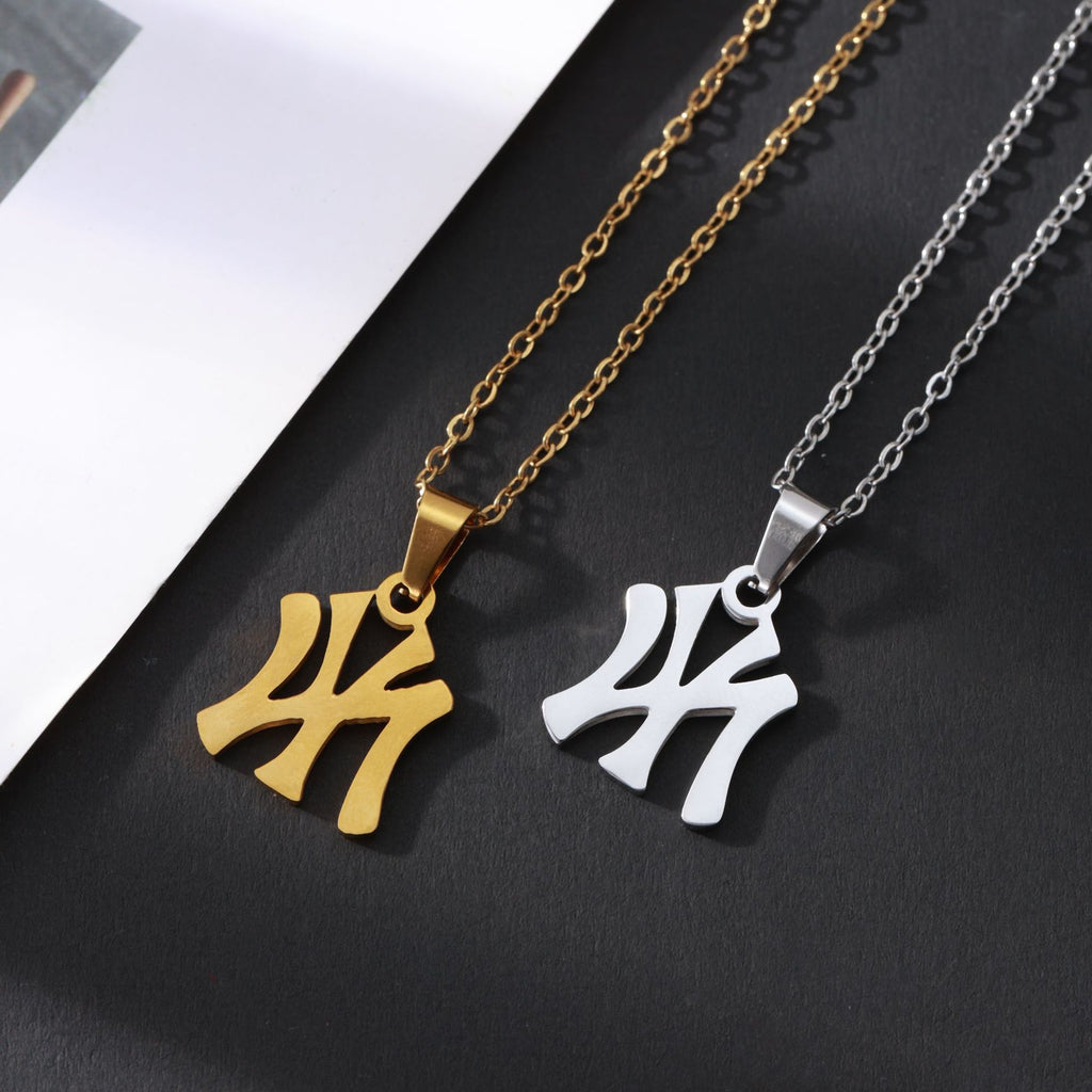 Street Style Rustproof Stainless Steel Symbol Letter Pendant Necklace