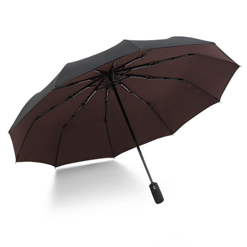 Fully automatic double-layer 10 bone rain and wind resistant triple fold men's business