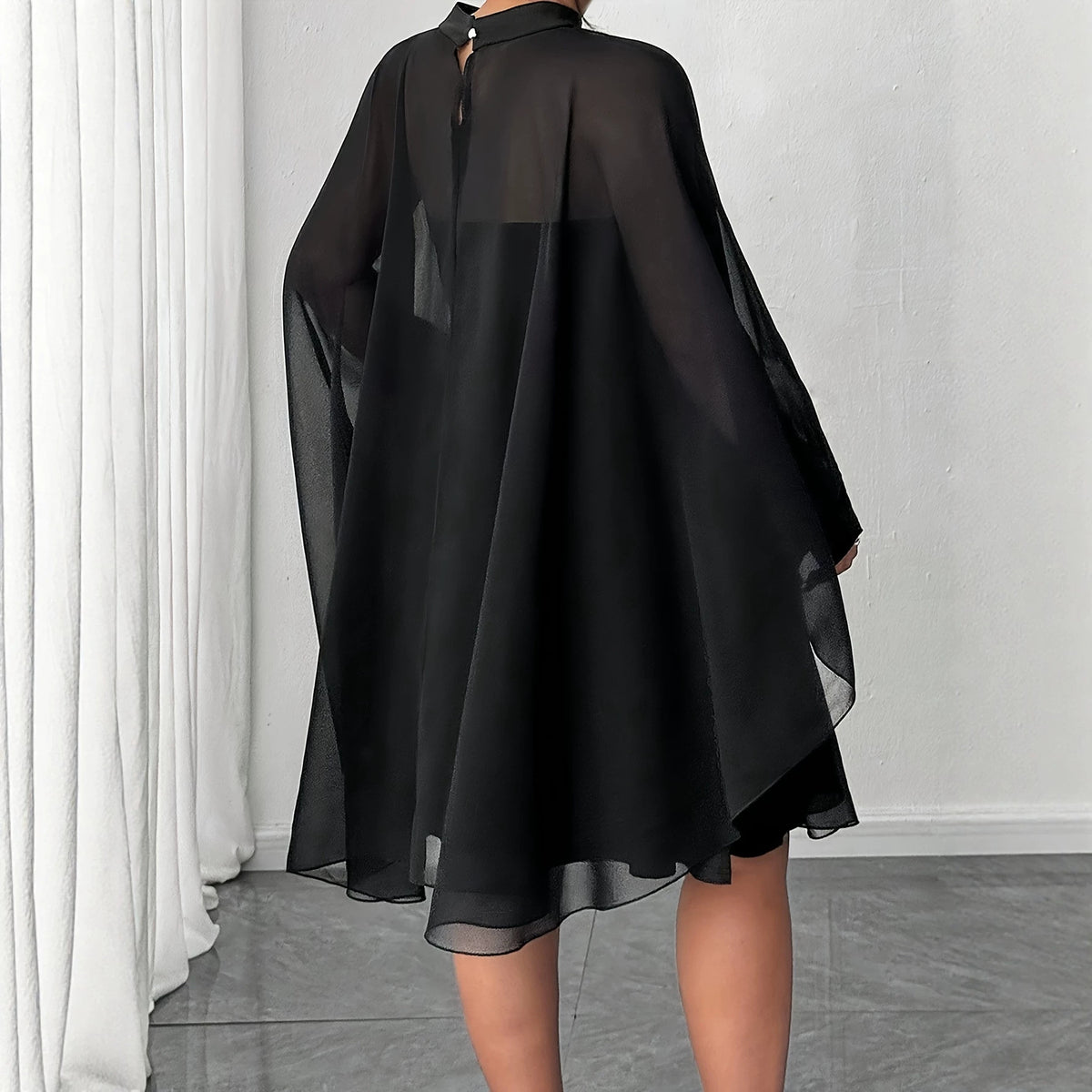 Solid Color Round Neck Blouse And Tube Top Dress Women Plus Size Two-Piece Set