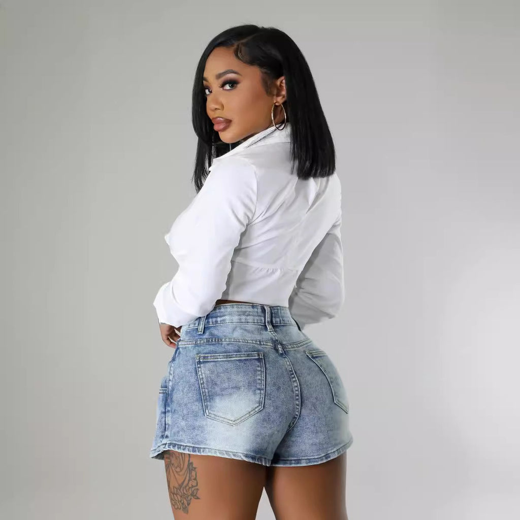 Women's Fashion Women's Sexy Half Skirt Fashion Personality Irregular Jeans