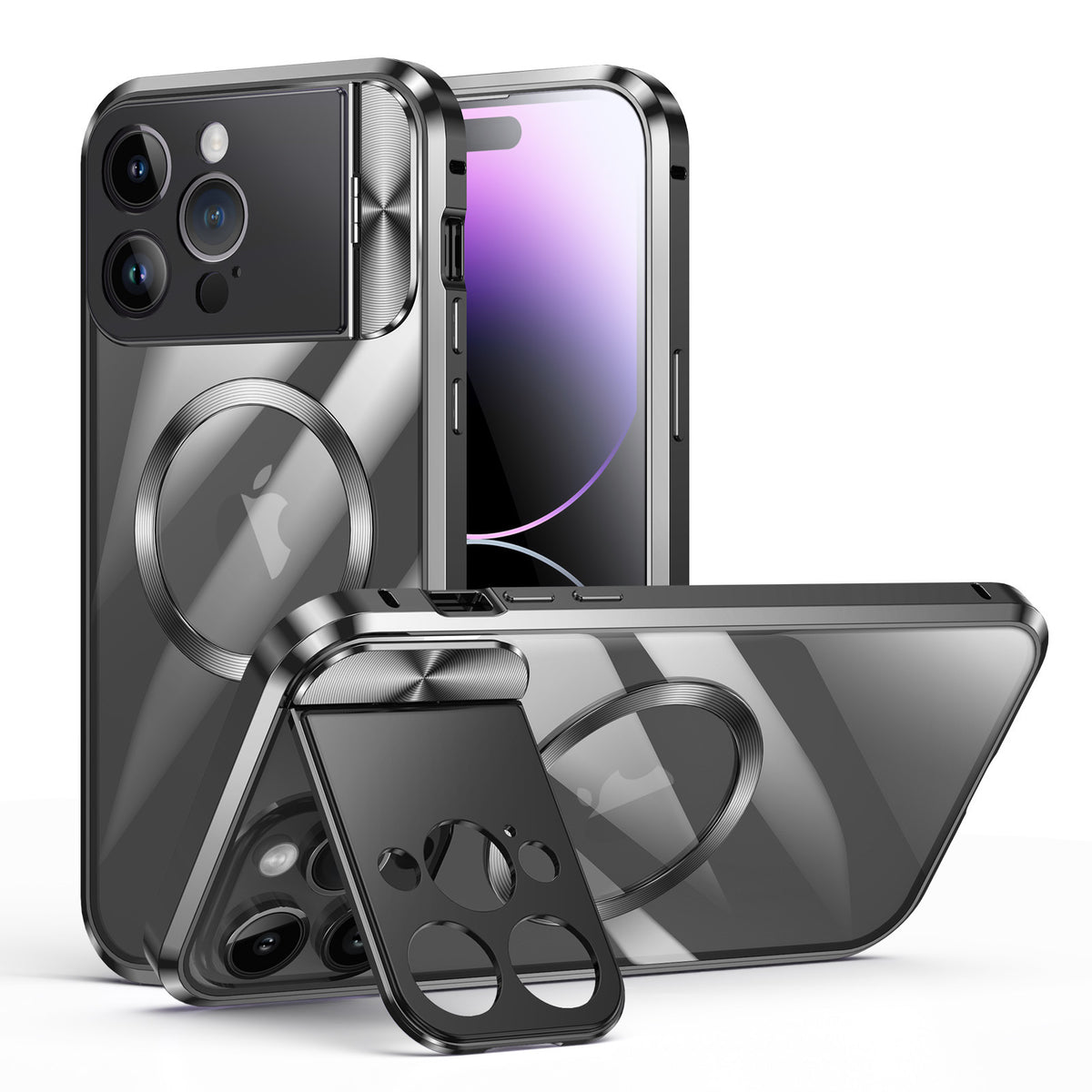 Suitable for Apple 15Promax mobile phone case Magneto metal magnetic iPhone14 bracket mirror protective cover