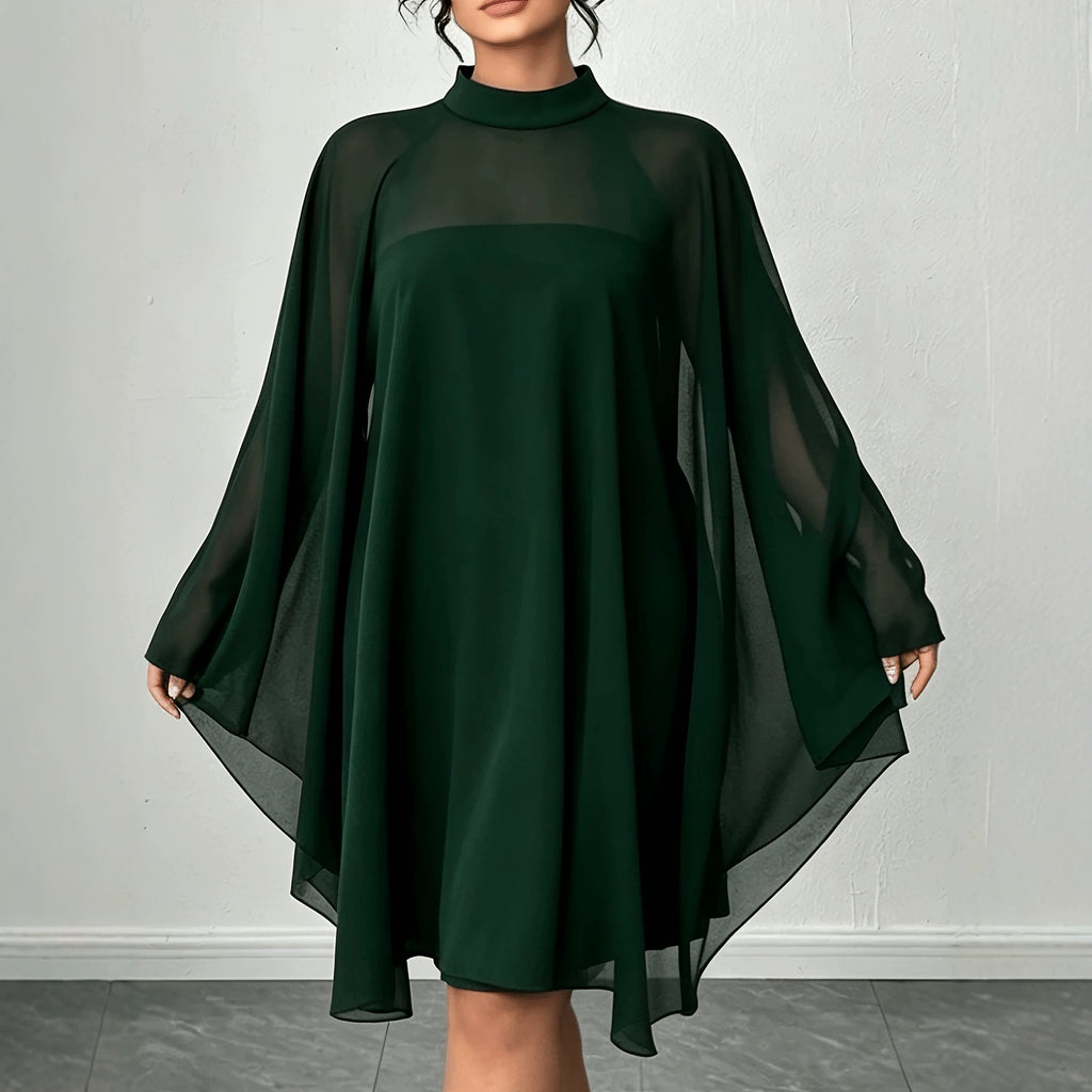 Solid Color Round Neck Blouse And Tube Top Dress Women Plus Size Two-Piece Set