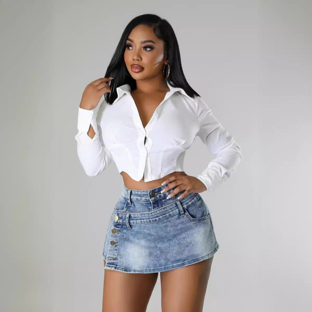 Women's Fashion Women's Sexy Half Skirt Fashion Personality Irregular Jeans
