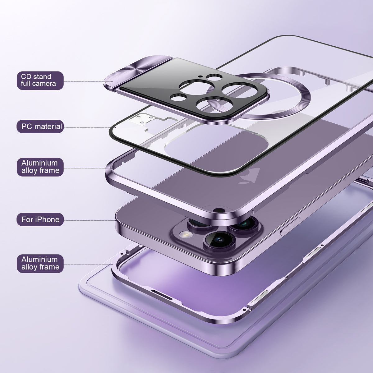 Suitable for Apple 15Promax mobile phone case Magneto metal magnetic iPhone14 bracket mirror protective cover