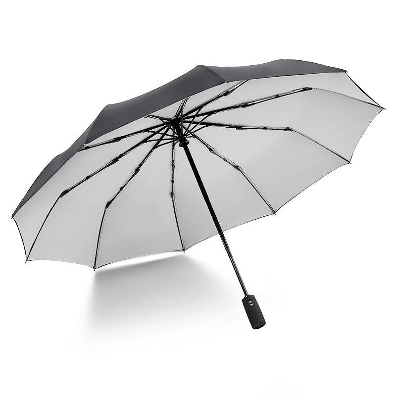 Fully automatic double-layer 10 bone rain and wind resistant triple fold men's business
