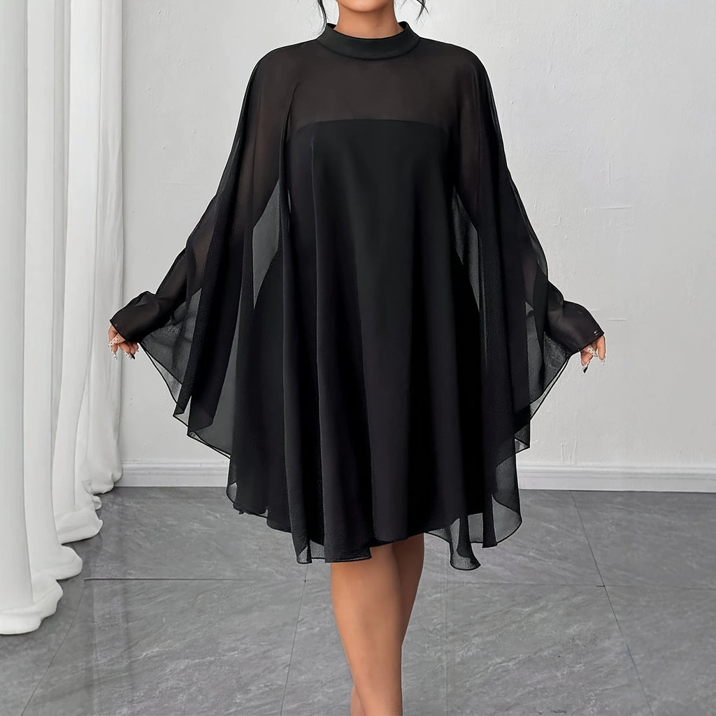 Solid Color Round Neck Blouse And Tube Top Dress Women Plus Size Two-Piece Set