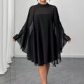 Solid Color Round Neck Blouse And Tube Top Dress Women Plus Size Two-Piece Set