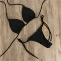 New European and American Bikini Swimsuit Solid Color Foreign Trade Three Point Sexy Swimsuit Women's Split Adjustable Lacing