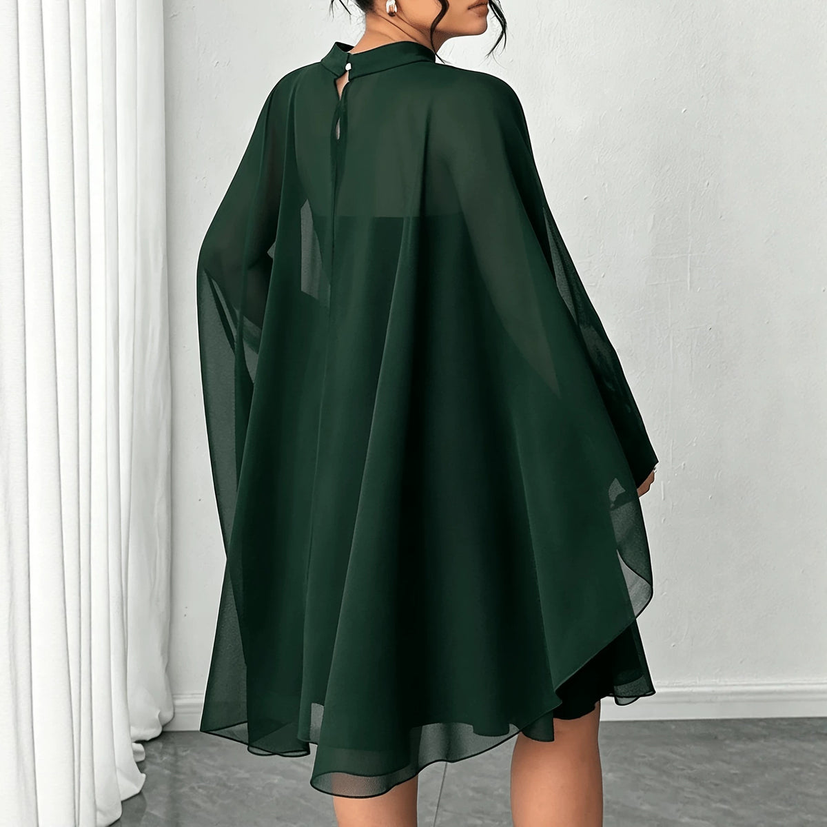 Solid Color Round Neck Blouse And Tube Top Dress Women Plus Size Two-Piece Set