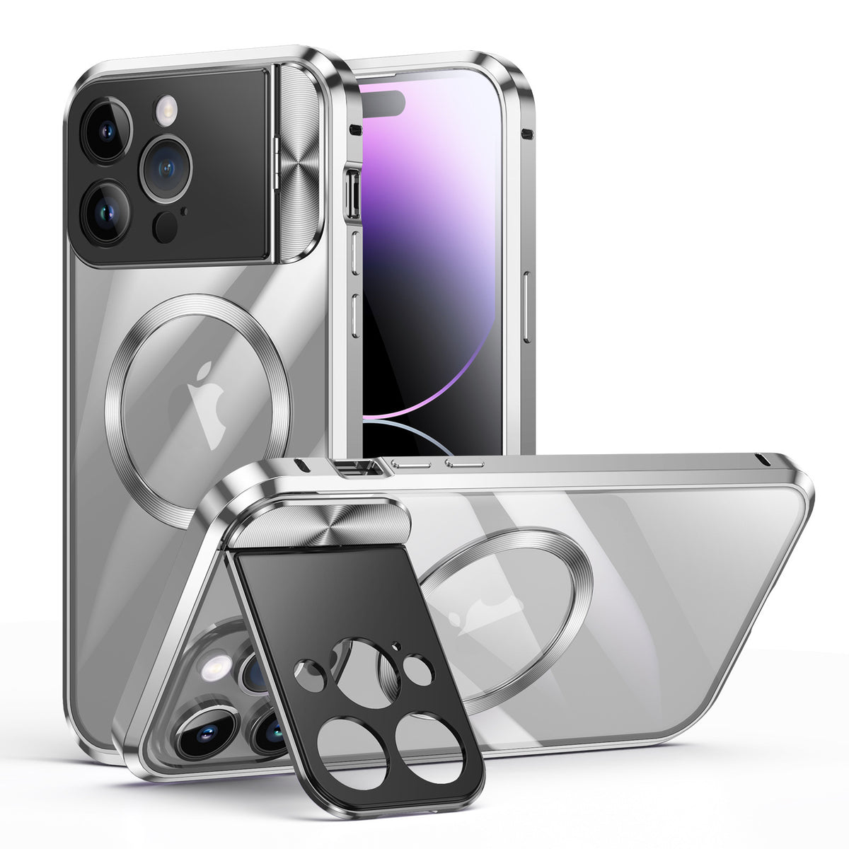 Suitable for Apple 15Promax mobile phone case Magneto metal magnetic iPhone14 bracket mirror protective cover