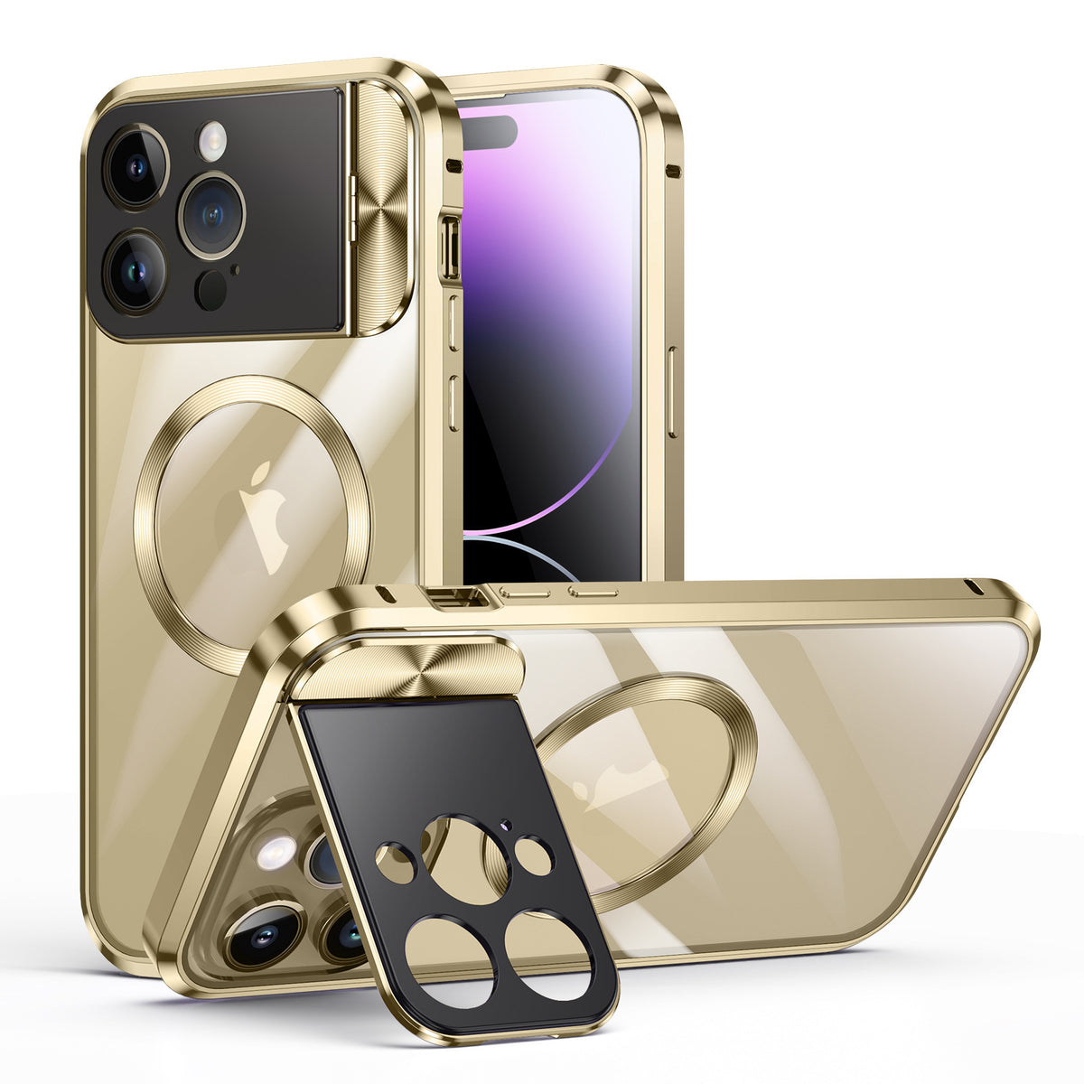 Suitable for Apple 15Promax mobile phone case Magneto metal magnetic iPhone14 bracket mirror protective cover